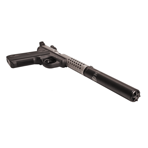 BDE 22 Suppressor mounted on a Ruger firearm